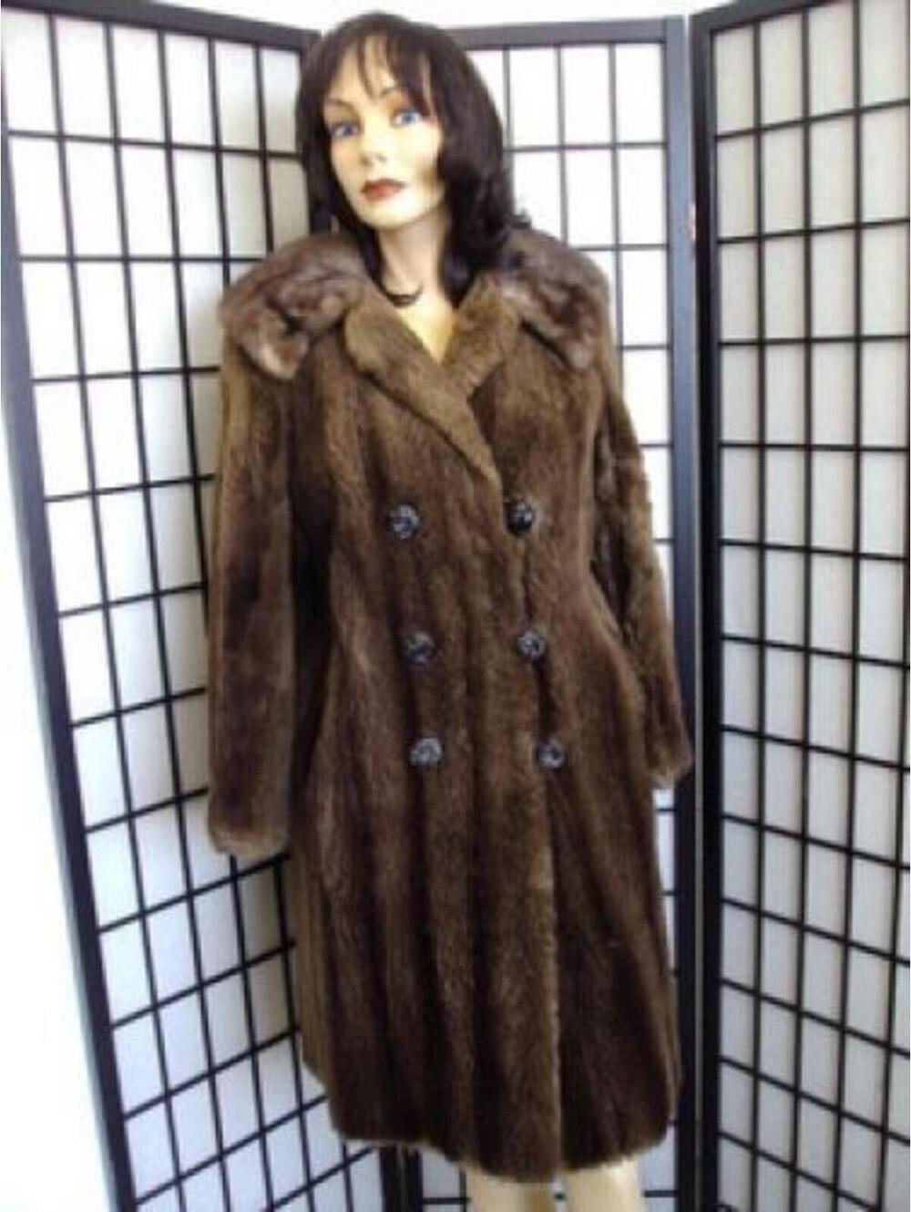 MINT SHEARED RACCOON RACOON & MINK FUR COAT JACKET WOMEN WOMAN SIZE 4 PETITE